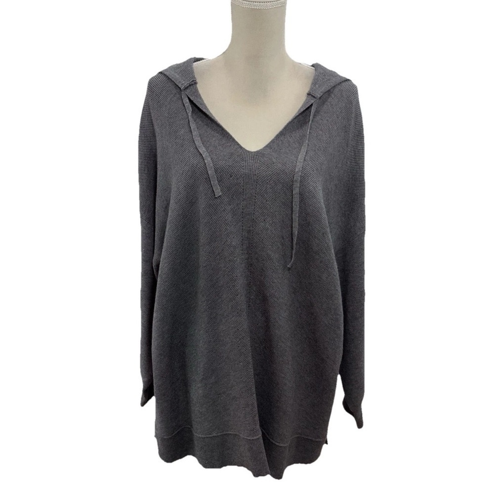 NWOT Vila Milano Gray Hooded Sweater Women’s Plus 3XL V Neck Long Sleeve